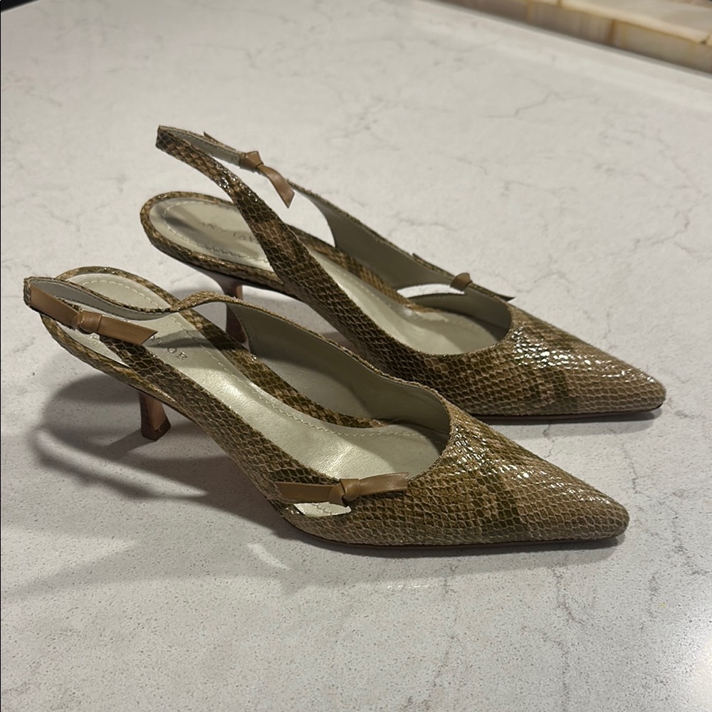 Ann Taylor Brown Pointed Toe Slingback Heels